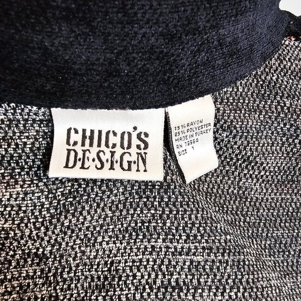 Vintage Chico's Design Medium Black and Tribal Eclectic Print Chenille Zip Up - Picture 5 of 5